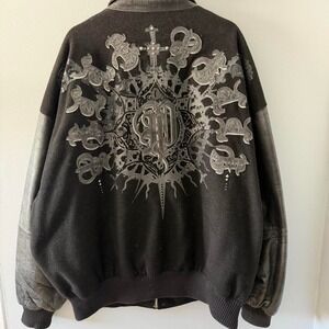 Vintage Pelle Pelle Grunge Black Leather Bomber Jacket Men's 3XL